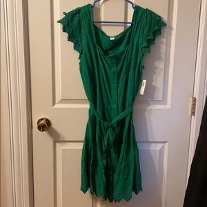 Emerald Green Ruffle Dress with or without tie